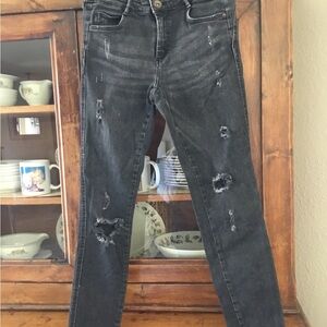 Zara Black Distressed Skinny Jeans